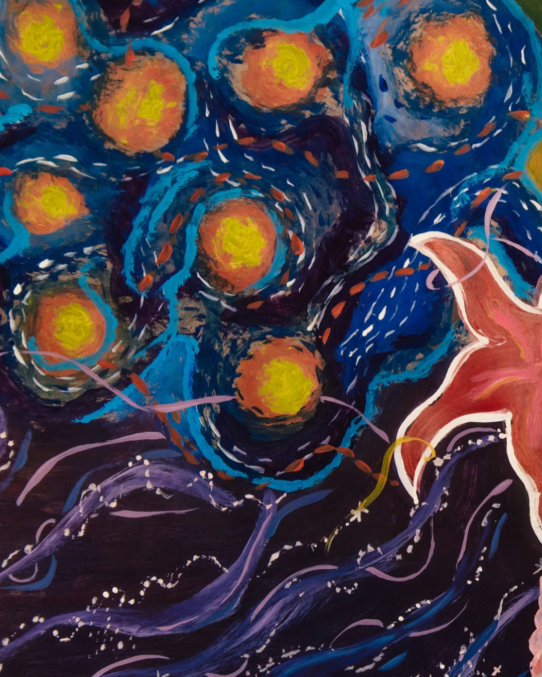 Portada de ¿Por qué terminamos?. Frontera entre la noche estrellada y la estrella de mar roja.